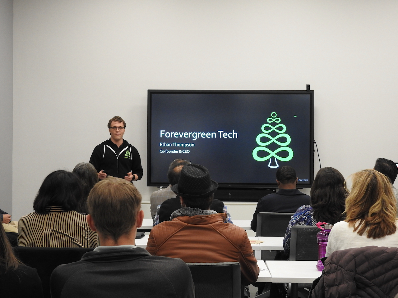 Person presenting.